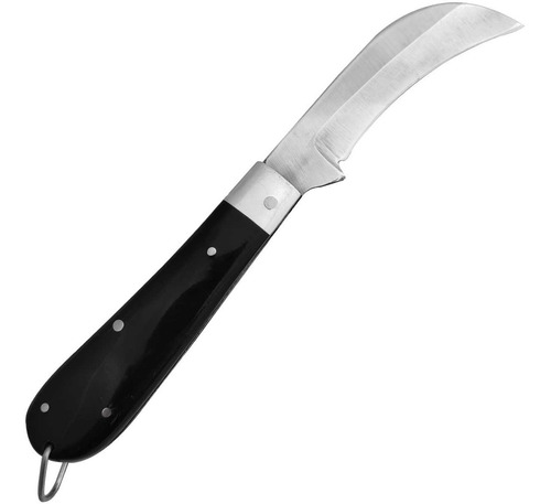 Canivete Britola Foice Bolso Aço Inox 420 Clip Cabo Chifre