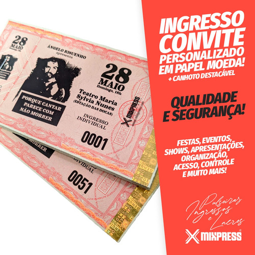 Ingresso Convite Personalizado P&b Festa Evento. 800 Unids