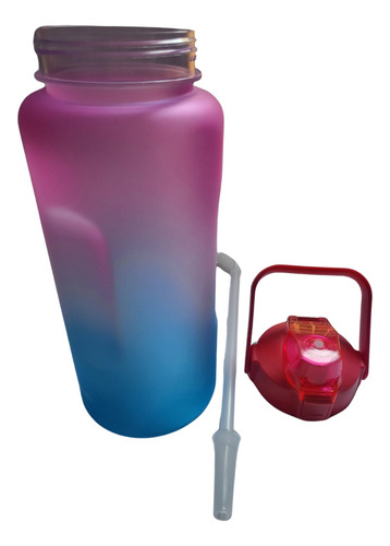 Botella De Agua Vaso Motivacional 2l Cilindro Policarbonato Azul/rosa
