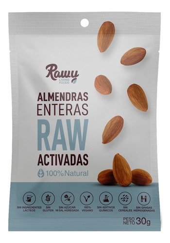 Almendras Raw Activadas 30g ,sin Gluten Y Veganas.