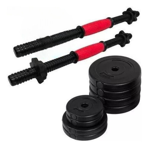 2 Mancuernas Pla + 30 Kg En Discos Pack Sd-ct12 - Pesas Pack