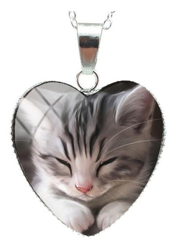 Collares Corazón De Gatos Kawaii, Colgantes De Cristal