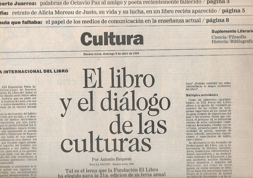 Cultura La Nacion 1995 Requeni Octavio Paz  Elvira Orpheé