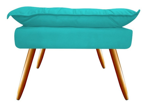 Namoradeira + 2 Poltronas + Puf Opala Suede Azul Turquesa Sala