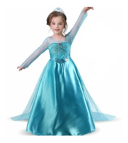 Hermoso Disfraz  Vestido Princesa Elsa Con Capa  De Frozen