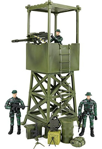 Set De Juego Militar Con Torre De Vigilancia - 16 Piezas, Ac