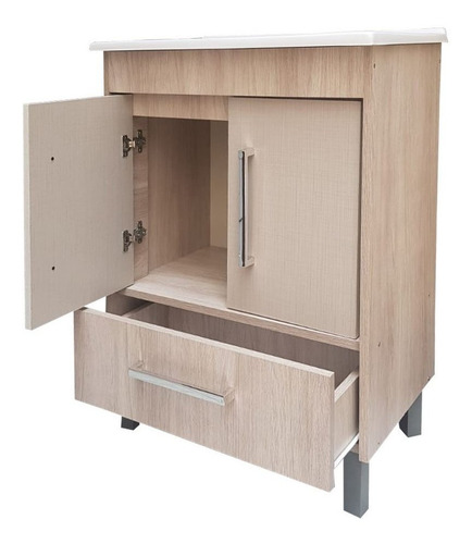 Imagen 2 de 7 de Mueble De Baño Bacha Botiquin Espejo 60 Cm 2 Puertas Y Cajon