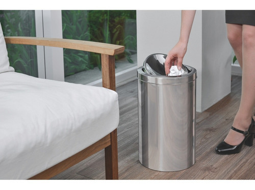 Cesto Tacho Basura Tramontina Acero Inox 5lts Tapa Vaivén S Color Gris