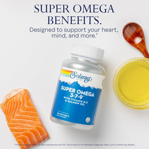 Suplemento Solaray Super Omega 3 7 9 120 Cápsulas Blandas