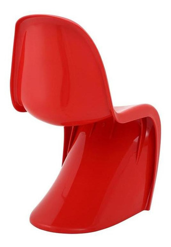 Silla de comedor Panton Curve Design, silla de cocina, color rojo brillante, marco de silla, color rojo brillante