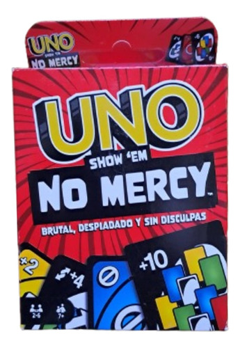 Juego De Mesa Cartas Diversión Uno No Mercy Pack 2 Unidades