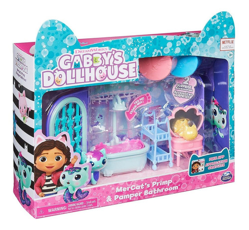 Gabby's Dollhouse - Playset De Luxo - Banheiro Com Mercat