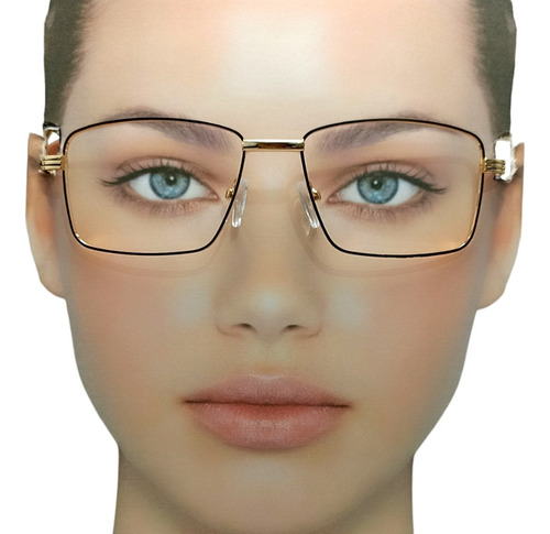 Lentes Fotocromáticos OBLACIV Ejecutivos Anti Luz Azul UV Armazón Negro Diseño Dorado