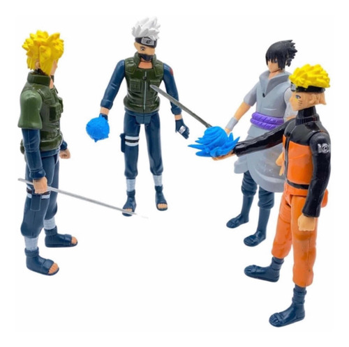 Kit 4 Bonecos Led Naruto Articulados + Brinde + Frete Grátis