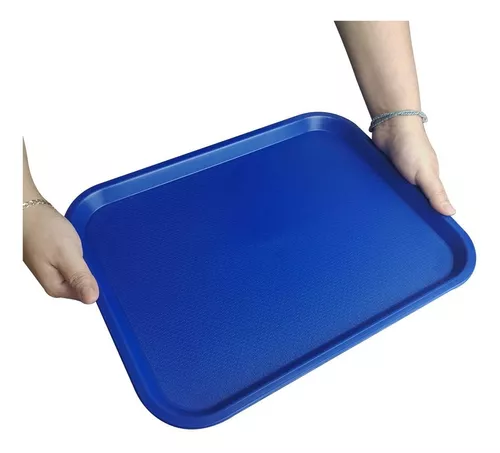 Paquete de 15 bandejas grandes de comida rápida de 14 x 10 pulgadas,  bandejas rectangulares de plástico para cafetería, bandejas para servir