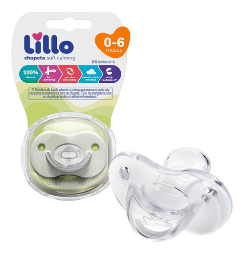 Lillo Soft Calming chupeta de silicone neutra período de idade 0 a 6 meses cor transparente 