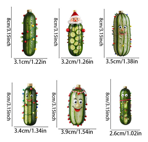 Adornos Navideños 2024 Pickle Adorno Lucky Pickle 6x Juego T