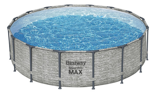 Piscina Bestway Redonda Steelpro Max Gris Piedra 4.88mx1.22m Steel Pro Max