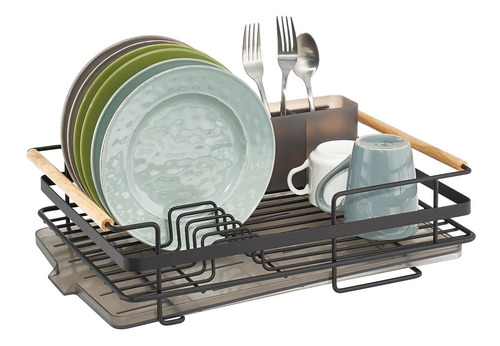 Mdesign Metal Kitchen Dish Drainer Drying Rack With Plastic 