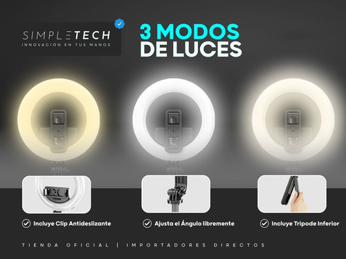 Imagen 4 de 6 de Led Ring Selfie Stick + Tripode + Control Bluetooth