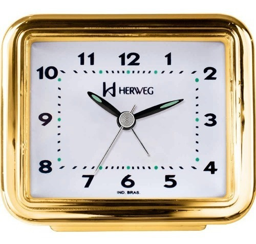 Despertador Quartz Herweg Ref: 2642-029 Dourado Retangular