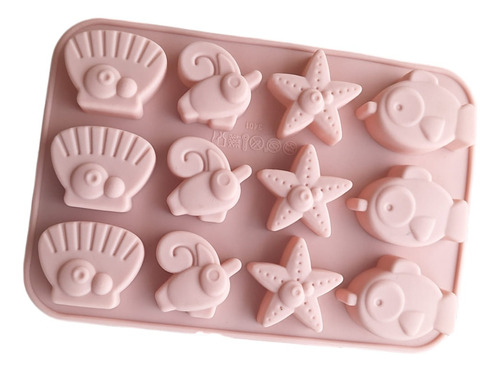 *molde Silicon 12 Mar Pez Concha Estrella Fondant Choco Jabo