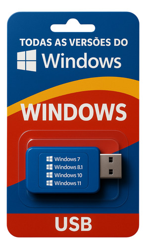 Pendrive Bootável Windows 7/8.1/10/11 Todas Versões + Bônus Preto