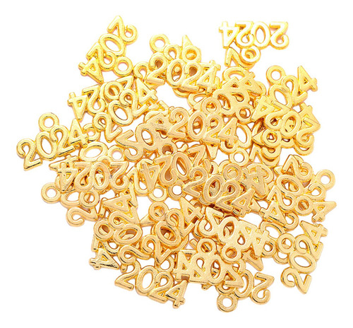 100 Piezas 2024 Dijes, Pulseras Collares Colgantes, Dorado