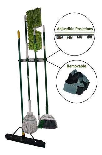 Imagen 1 de 6 de Soporte Para Escoba De Garaje, Pinzas Deslizantes Resistente