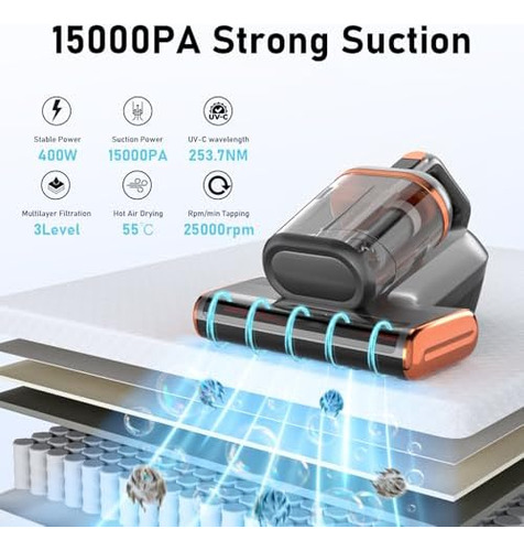 Aspirador De Colchón Con Succión De 400 W/15 Kpa Potente De