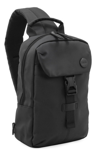 Mochila Cruzada Crossover Faye Color Negro Diseño De La Tela Lisa