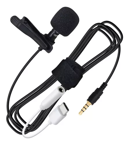 Microfono Solapa Clip Lavalier 3.5mm Con Adaptador Tipo C