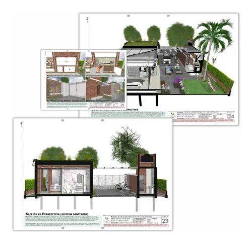Plano De Casa Moderna Rústica Medidas Diseño Color 82m2