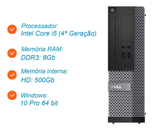 Imagem 2 de 4 de Desktop Dell Intel Core I5 4ª Geração Ram 8gb Hd 500gb