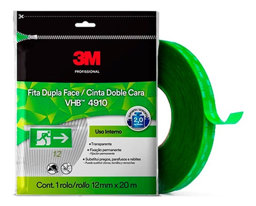 Fita Dupla Face 3m Vhb 12mm X 20m - Transparente Interna