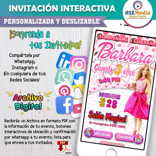 Invitación Digital Interactiva Cualquier Temática Botones