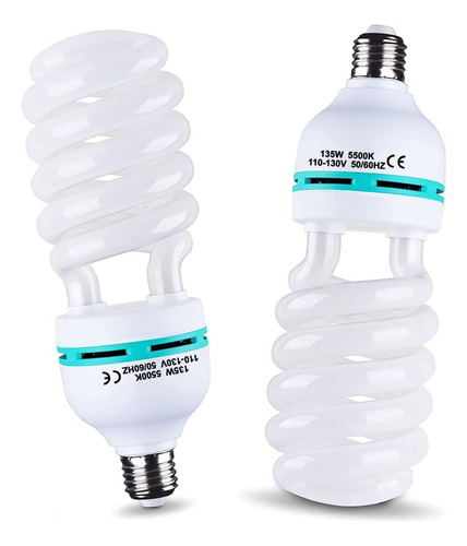 2 Bombillas De 135 W 5500k Cfl Roas Luz Diurna Espiral Softb