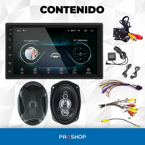 Imagen 10 de 10 de Combo Estereo Doble Din Tactil Stereo Parlantes 6x9 Camara