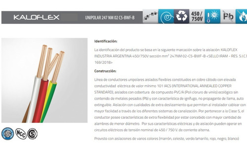 Imagen 4 de 7 de Cable Unipolar 6mm Kalop Normalizado Iram X25 Mts