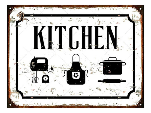 Cartel De Chapa Vintage Cocina Kitchen Hojas Flores