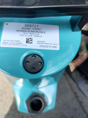 Bomba Sumergible. Pequeño Gigante. 5-msp. 1/6 Hp. (Usado)