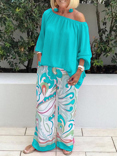 Mz Conjunto Casual Con Pantalones Estampados For Mujer