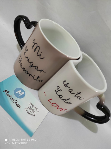 Imagen 2 de 4 de Tazas Personalizadas Parejas - Asa De Corazón - Regalos