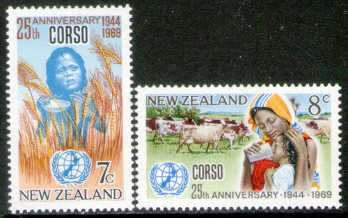 Nueva Zelanda 2 Sellos Mint Vacas Lecheras = Vaso De Leche