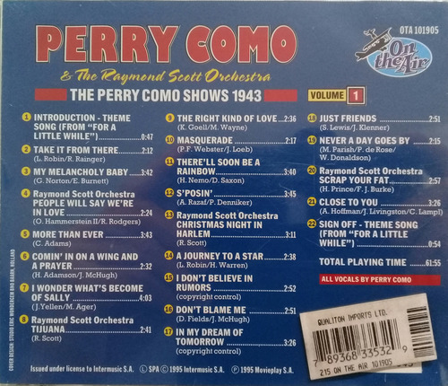 Cd Perry Como =the Perry Como Shows 1943- 1995 (Usado)