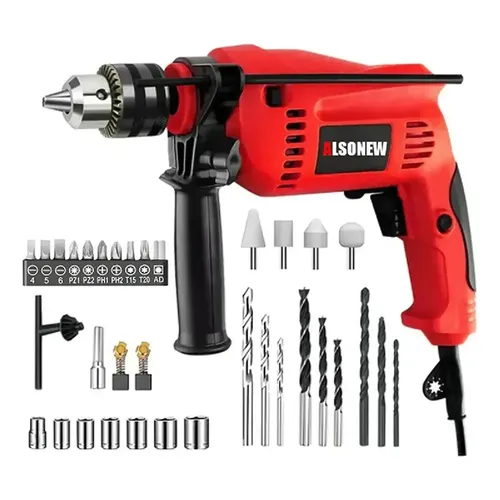 Kit de herramientas con martillo rotativo ALSONEW de 1/2 pulgada con brocas, 870 W, rojo