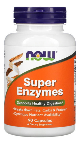 Now Foods Super Enzymes 90 Cápsulas Eua/usa Sabor Sem sabor
