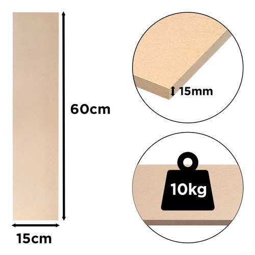 Prateleira Mdf Cru 60cm X 15cm Placa 15mm