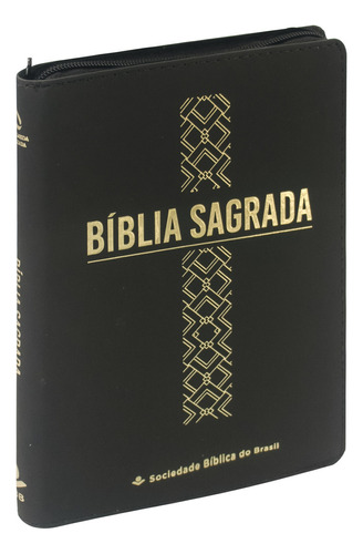 Bíblia Linha Ouro - Cruz, Capa Preta Com Zíper: Nova Almeida Atualizada (naa), De Sociedade Bíblica Do Brasil. Editora Sbb, Capa Mole, Edição 3 Em Português, 2023