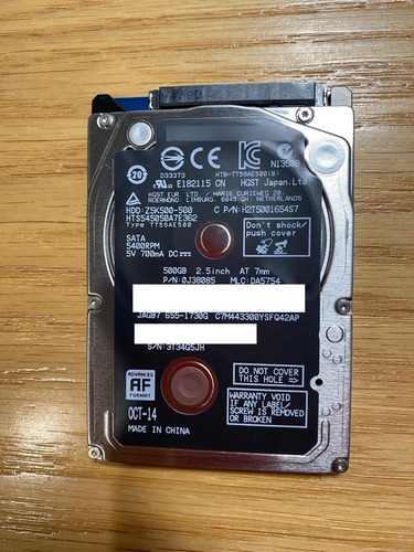 Disco Duro Interno Hgst 2.5 500gb Sata Hts541010